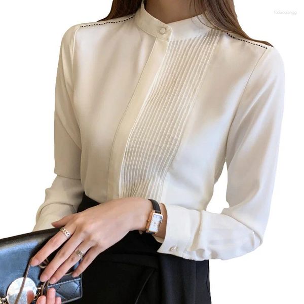 Frauen Blusen Großhandel 2023 Frühling Sommer Herbst Mode Lässig Chiffon Frauen Shirt Frau Weibliche OL Button Up Vy1306