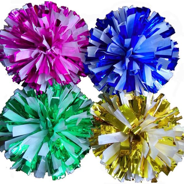 Cheerleading 20PCS Mix di colori in metallo Bianco Pompon da gioco 32CM Pompon da cheerleader Il manico può scegliere il colore Può combinare liberamente 231201