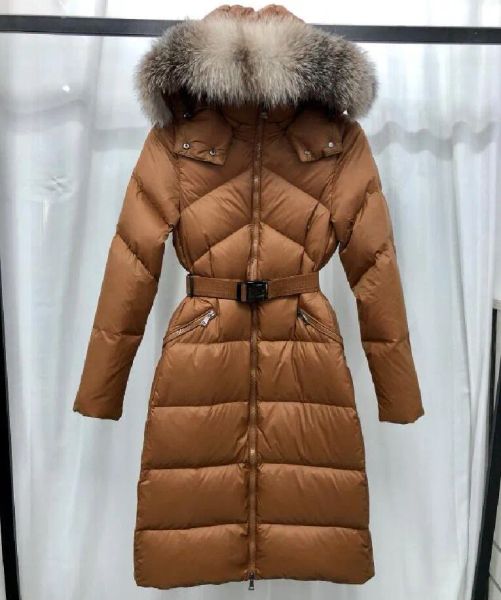 10A Giacca invernale di alta qualità Donna Classic Casual Piumini Stilista Giacca calda da esterno Con cappuccio Collo in pelliccia di volpe grande Parka Outwear Nero Verde Marrone