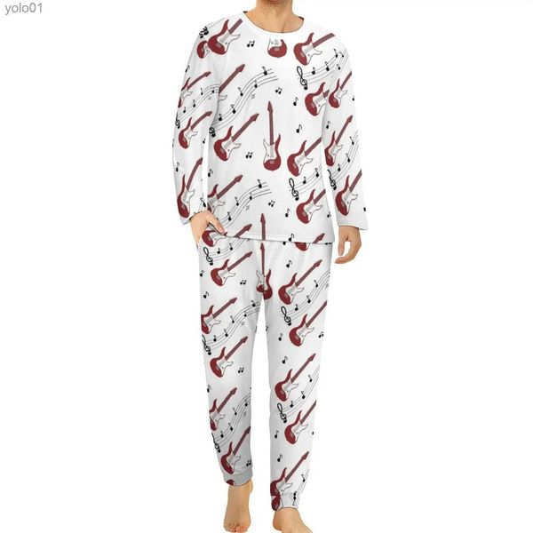 Abbigliamento da uomo Sleele Sheris Guitar Sic Pajamas Rock Uomini Long Sle Fashion Set di pigiama 2 pezzi Casual Inverno Design Nightwear Birthday Birthday Presentl231202