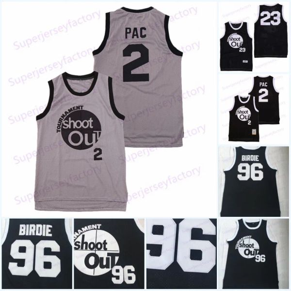 College Wears Moive Tournament Shoot Out # 96 Birdie Tupac 23 Motaw 2 Pac Movie Basketball Jersey 100% Ed Black S-3XL Fast S