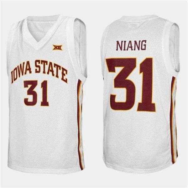 Nikivip Iowa State Cyclones College Georges Niang # 31 Maglia da basket retrò bianca Uomo Ed Numero personalizzato Nome maglie