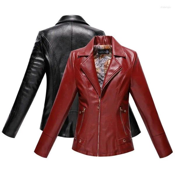 Mulheres de couro das mulheres outono primavera wear quente jaqueta pu casaco feminino moto biker zíper roupas femininas colete vermelho casual senhoras camurça terno