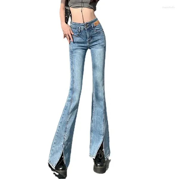 Jeans da donna Pantaloni a gamba larga autunnali Donna Estate attesa alta Abbigliamento vintage blu diviso ampio svasato Y2k