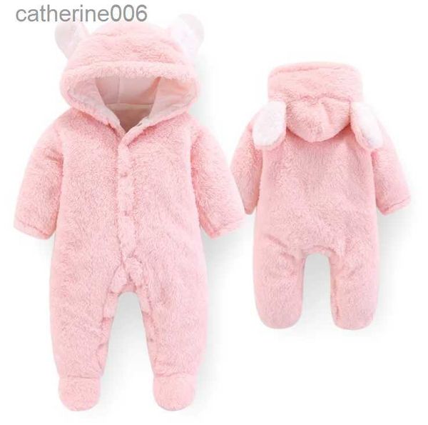 Kleidungsstücke Fuß neugeborenes Baby Rompers 2022 Herbst Winter Warm Koralle Fleece Baby Kleidung Infant Bebe Kinder Nachtwäsche Gesamtbaby Jumpsuitsl231202