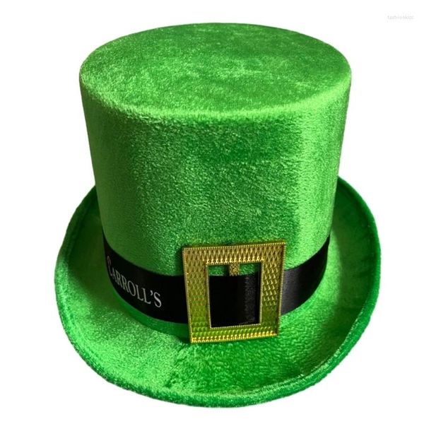 Berretti Cappello verde StPatrick Cintura trifoglio Berretto per costume da celebrazione della Giornata nazionale irlandese