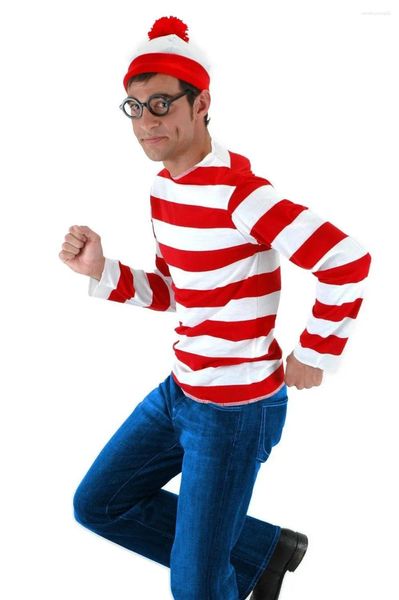 Abbigliamento etnico Dov'è Wally Waldo TV Cartoon Addio al celibato Vestito da uomo adulto Costumi in maschera Costume di Halloween