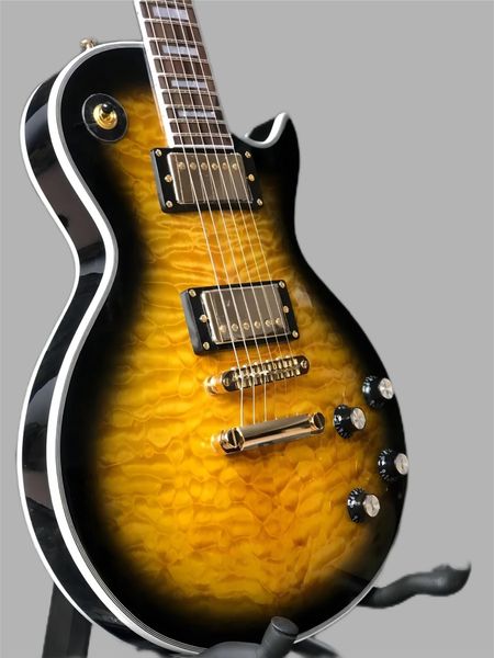 Custom shop guitarra eletrônica corpo de mogno sólido guitarra hardware dourada 258