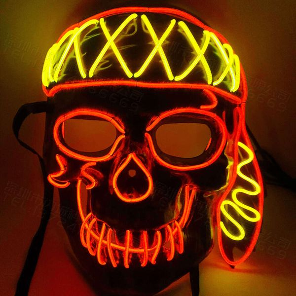 Cadılar Bayramı LED Işık Maskesi Kafatası Cos Kafatası Seti Korsan Hayalet Maskesi Scaring Prop Zombi Maskesi