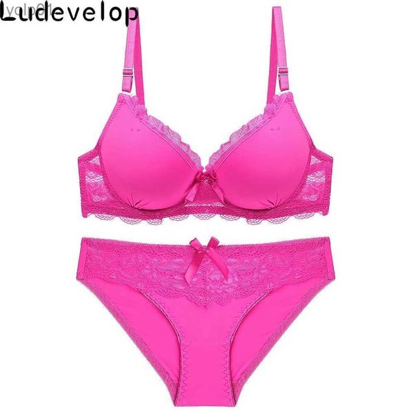 BHs Sets Sexy Spitze Frauen Push-Up Bh Sets Solide Falten Bh Slip Sets Französisch Romantische Intime Unterwäsche Set Bh und höschen SetsL231202