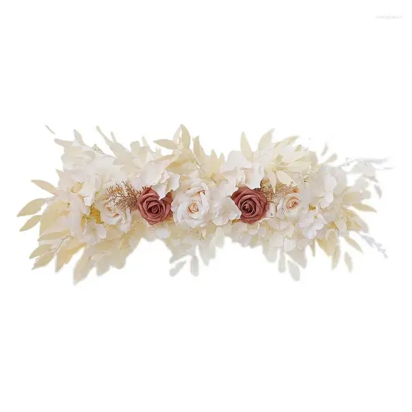 Fiori decorativi Arco di nozze Fiore artificiale di rosa Swag per la decorazione Compleanno Petalo di seta Accessori Parete della porta