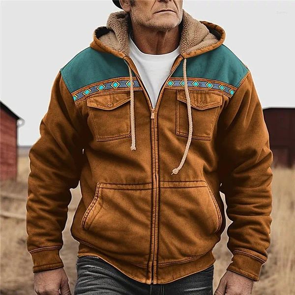 Felpe con cappuccio da uomo 2023 in pile con cerniera Parka giacche vintage a maniche lunghe invernali felpe con zip oversize capispalla quotidiana