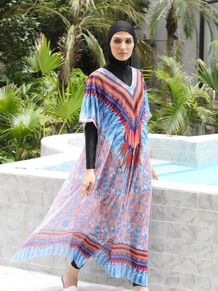 Roupa de banho feminina tamanho único vestido de praia encobrimento para mulheres xale modesto muçulmano (excluindo o conjunto interno)