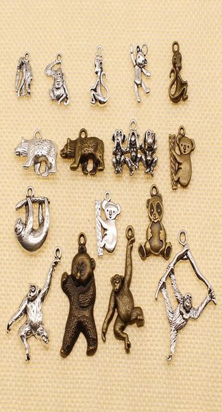 40 pezzi ciondolo in argento o pendenti creazione di gioielli animale scimmia orangutan koala orso panda bradipo HJ0287946679