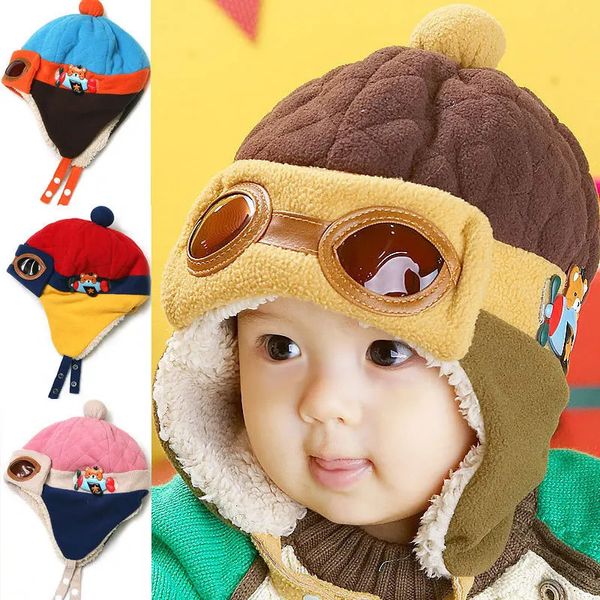 Berretti Cappelli Cappello invernale per bebè carino Berretto da pilota per neonati Berretto per bambini Fresco Neonati maschi Ragazze Bambini Inverno caldo per bambini Cappelli lavorati a maglia Berretto per 0-48 mesi 231202