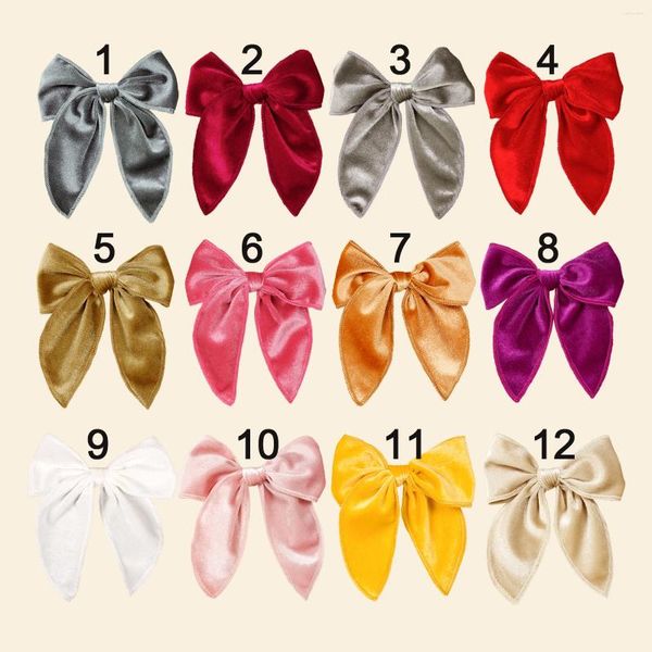 Acessórios para o cabelo 72 pc/lote 5 polegadas clipes de laço de veludo bebê meninas fábula grampos de cabelo cor sólida arcos de estudante barrette criança headwear em massa