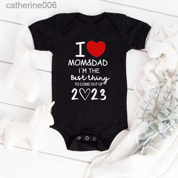 Kleidungssets 2023 Beste Sache Baby Jungen Mädchen Strampler Baumwolle Baby Onesie Ich liebe Mama Papa Overall Säuglingskleidung Neugeborene BabykleidungL231202