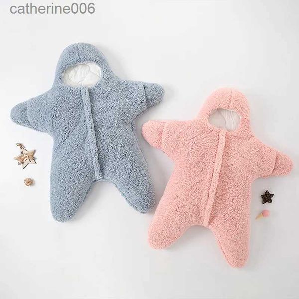 Giyim setleri 0-9 ay yenidoğan kıyafetleri kış tutmak sıcak bebek uyku tulumu yumuşak polar bebek uykusu sevimli denizyıldızı bebek Siyam kıyafetleri231202