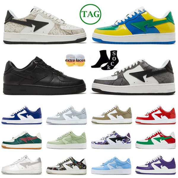 Designer STA Sapatos Casuais Tubarão SK8 Baixo Couro de Patente Mulheres Homens Couro Branco Azul Mad Tubarão Preto Laranja Bege Camurça Prata Outdoor Jogging Sneakers US11