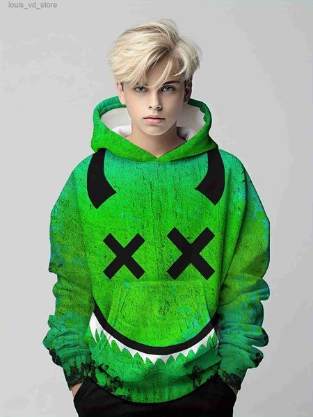 Hoodies Sweatshirts 8. Neuheit Sad Face 3D-Druck Jungen Casual Pullover Langarm Hoodies Jungen Sweatshirt für Frühling Herbst Kinder Hoodie Tops Outdoor T231202