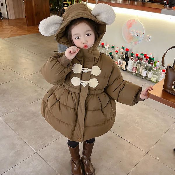 Daunenmantel Baby Rot Kaffee Lamm Wollmischung Parkas Herbst Winter Mäntel Pelzjacken für Mädchen Süße warme Jacke Kinder Schneeanzug Mode 231202