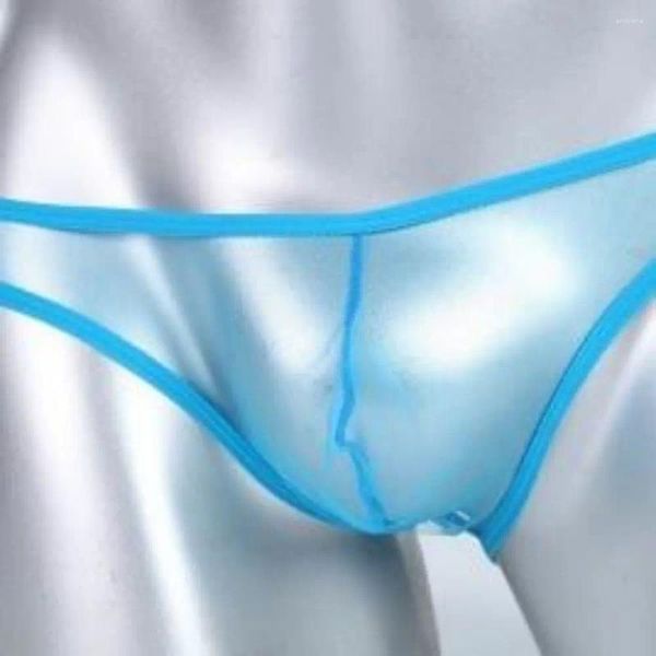 Cuecas masculinas eróticas malha fina briefs e roupa interior de cintura baixa ver através gay deslizamentos lingerie cueca calzoncillos triângulo calças