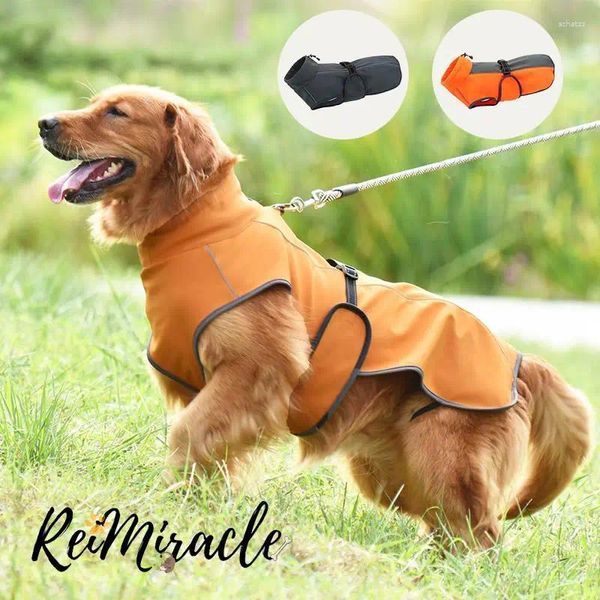 Vestuário para cães à prova d'água colete roupas inverno quente acolchoado design reflexivo casaco para animais de estimação fácil usar fivela elástica grande manto roupas