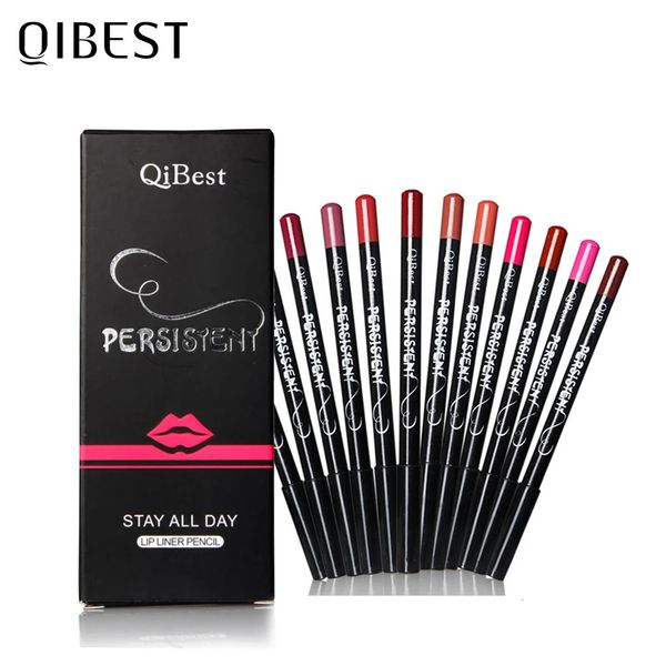 Lippenstifte QI 12 Farben Lip Liner Bleistift-Sets Nude Matte Lipliner Wasserdichter, langlebiger Lippenstift Liner Professionelles Make-up-Kit Bleistift 231201