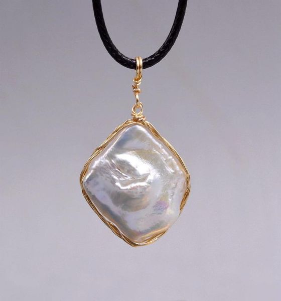 Vintage-Perlenanhänger, natürliche geometrische Perle, goldener Seidenfaden, Barock-Anhänger, Damen-Perlenkette, kleine Geschenke, empfohlen 3251216