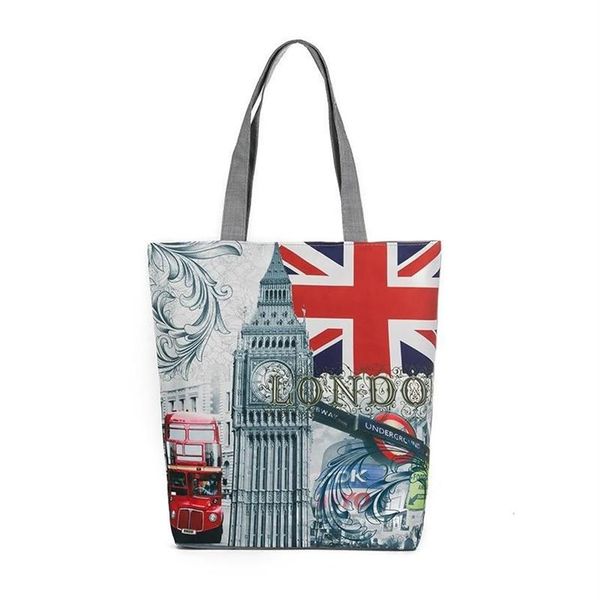Abendtaschen London Britische Flagge Damen Große Baumwoll-Canvas-Einkaufstasche Handtaschen Schultertasche mit Tragegriff Shopping309h