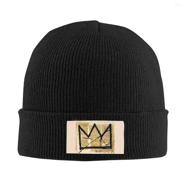 Береты с короной от Basquiats, шапка с капюшоном, вязаная шапка для мужчин и женщин, крутая унисекс, для взрослых, граффити, зимняя теплая шапка, шапка