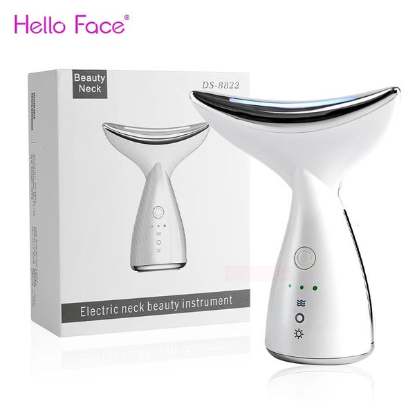 Dispositivi per la cura del viso Hello Face Collo Dispositivo di bellezza Massaggio del collo LED Pon Terapia Ionica Introduzione Stringere la pelle Ridurre il doppio mento Strumenti per la cura della pelle 231201