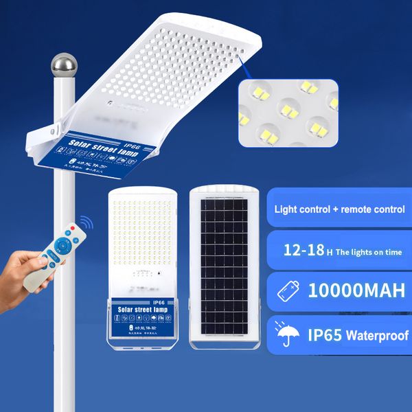 Luz de rua solar ultra fina 300W LED exterior à prova d'água IP66 6000K com holofotes de controle remoto Luz solar para jardim