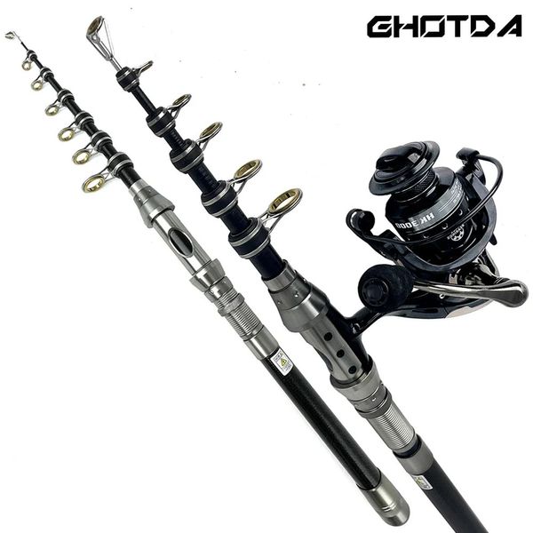 Accessori per la pesca Canna da spinning Combo 15m24m Fibra di carbonio e 20003000 Mulinello Asta telescopica Kit Pesca 231213