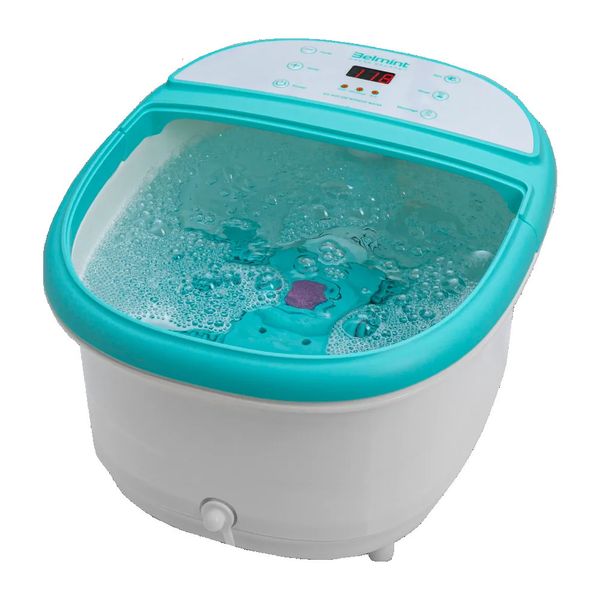 Massageador de banho de spa para cuidados com os pés com calor 6 x rolos de nó de pressão bolhas banheira de imersão 231202