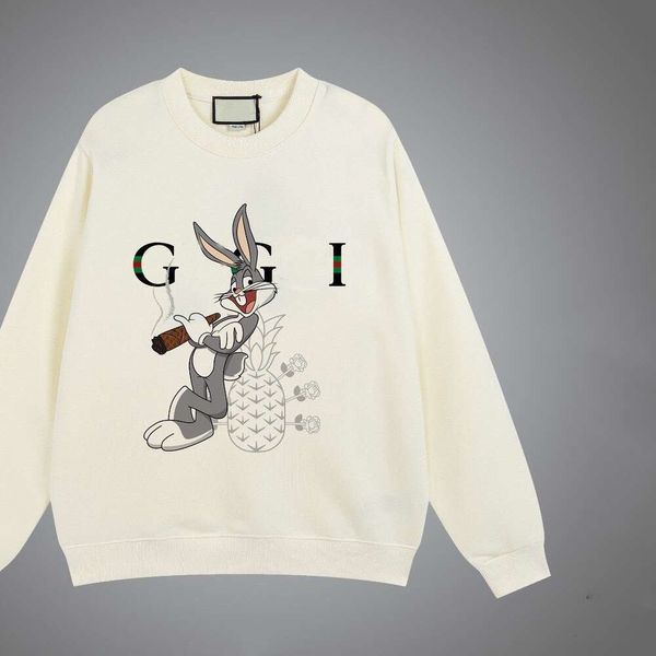 Designer de luxo guggis clássico 2023 letras de coelho dos desenhos animados impresso casual crewneck pulôver manga longa com capuz, moletom com capuz