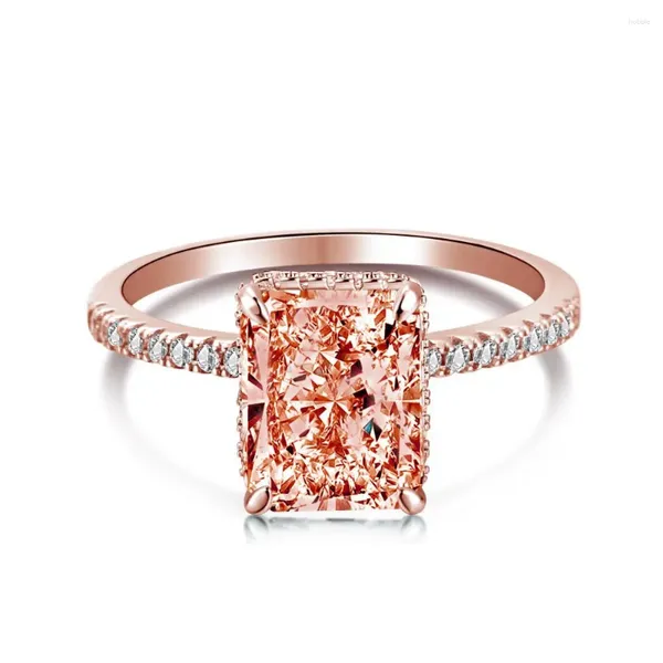 Cluster-Ringe Karloch S925 Sterling Silber Ring Femininer Stil Super funkelnder quadratischer Diamant 8A Blumenzirkon Exquisites Handstück