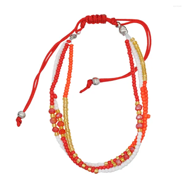 Braccialetti con ciondoli Bracciale in stile etnico Decorazione da polso Cinturino in maglia di nazionalità Bracciale colorato