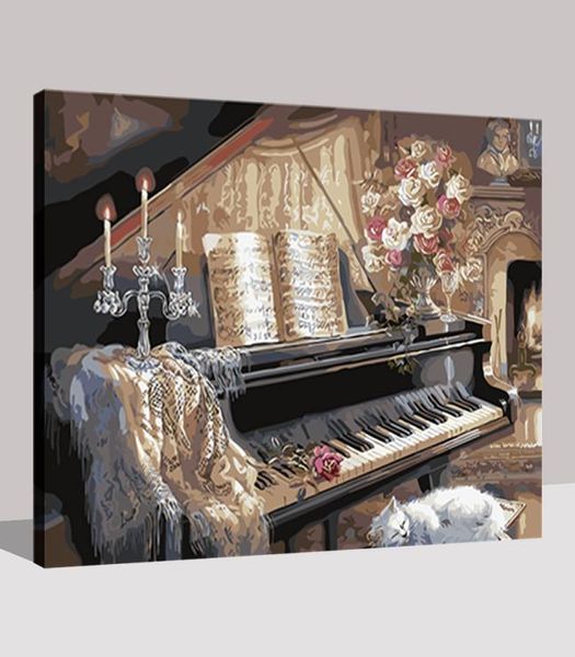 Diy Картина по номерам Фортепианный комплект Акриловая настенная живопись Номера Холст Картины для украшения дома Arts2582589