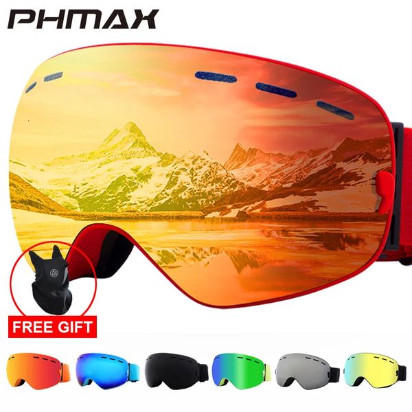 Ski Goggles PHMAX Men Snowboard Glasses Women Winter Outdoor Snow Sunglasses UV400 Double Layers Lens AntiFog Skiing 231202