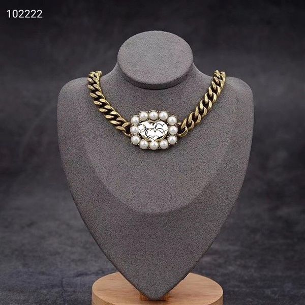 2020 novo estilo retro pingente colar simples moda selvagem grossa carta carta colar de pérolas alta qualidade jóias acessórios presente 273e