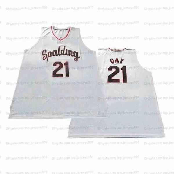 College usa retrocesso personalizado Rudy Gay # 21 High School Basketball Jersey Masculino Todos Ed Branco Qualquer Nome Número XXS-6XL Top Qu