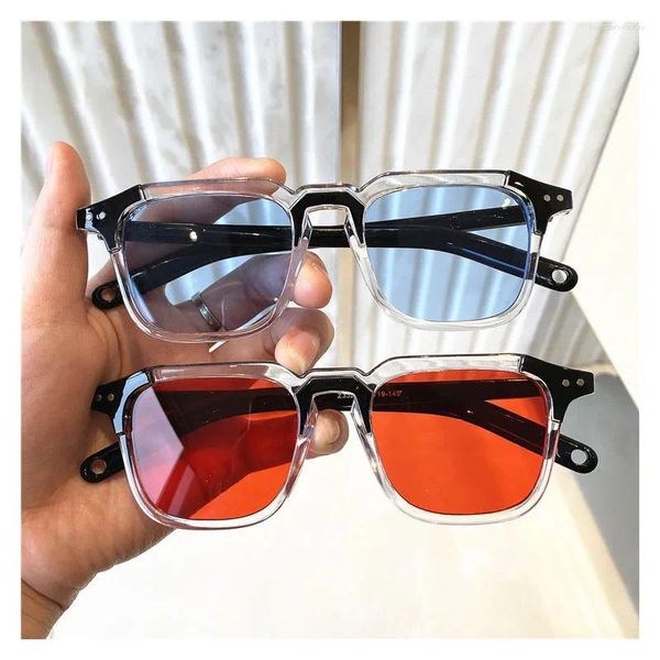 Sonnenbrille Mode Retro Große Rahmen Quadrat Dual Farbe Für Frauen Designer Männer Reise Gläser