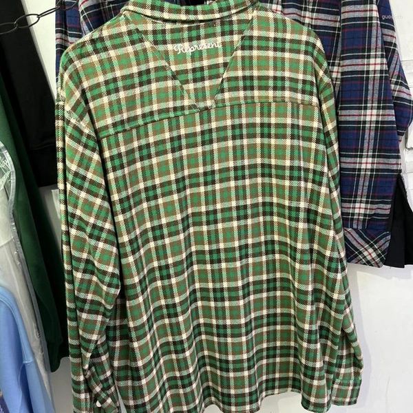 Jaquetas masculinas inverno outono vintage estilo de rua rep casacos homens mulheres all-match verde manga completa camisa xadrez