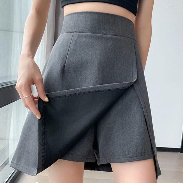 Saias Mulheres Shorts Mini Split Verão Slim Feminino Y2K Casual All Match Coreano Moda Preto Elegante Faldas