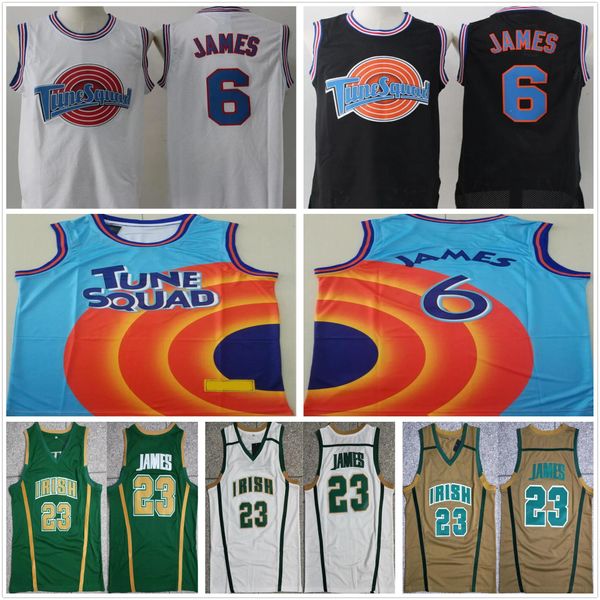 NCAA Mens Vintage Basket St. Vincent Mary High School Irish #23 Lebron Maglie Tune Squad Looney Monstars Space Jam DNA Ed Camicie