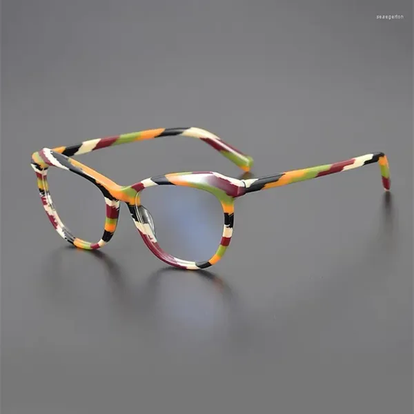 Montature per occhiali da sole Occhiali cat-eye da donna Montatura da vista colorata Moda alternativa in acetato Fare prescrizione per la miopia