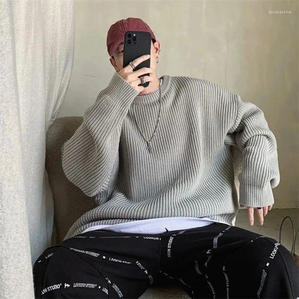 Men's Sweaters O Neck Sweater Autumn Winter Underwear Loose Solid Knitted Shirts Casual Pullover Korean Fashion Streetwear Tops