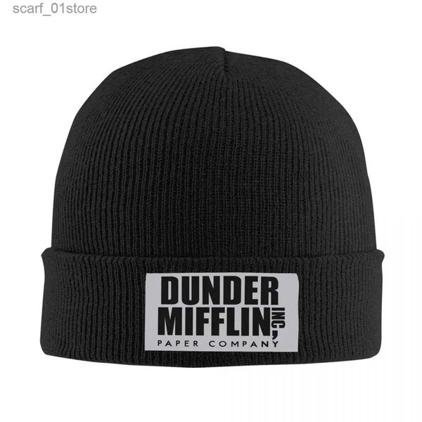 Beanie/Totenkopfkappen Dunder Mifflin Per Company Motorhaubenmützen Strickmütze für Männer Frauen Herbst Winter Warm The Office TV Show Skullies Beanies CsL231202