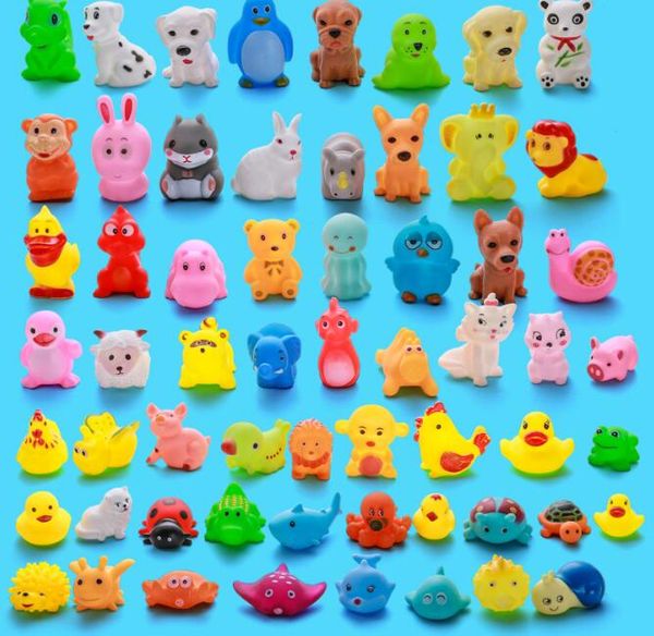 Мультяшные игрушки для детской ванны, оборудование для детских игр в воде, вода для душа, веселая плавающая скрипучая желтая резиновая утка, милые детские резинки с животными, водные игрушки для детей